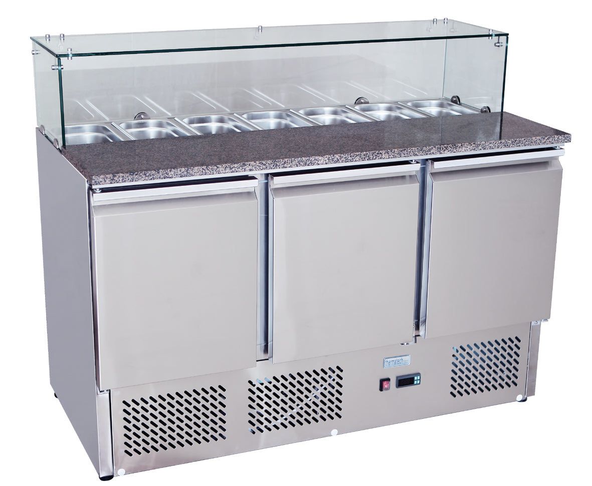 Atosa 3 DOORS PIZZATABLE SALADETTE FRIDGE 1365 MM ESL3864