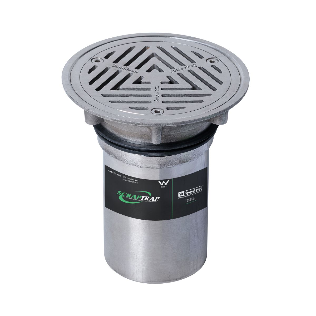 150mm Round Vinyl Floor Waste Arrestor 304 Grade S/S (suits 100mm pipe) (Heel Proof)