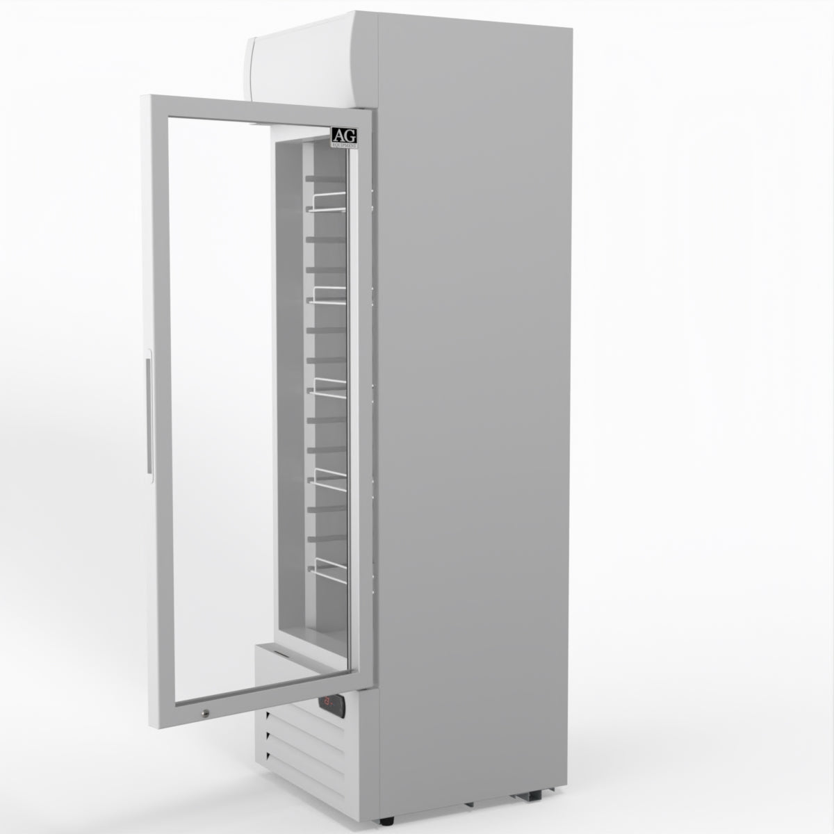 AG 383L Upright Glass Door Display/Drinks Fridge - White with Light Box