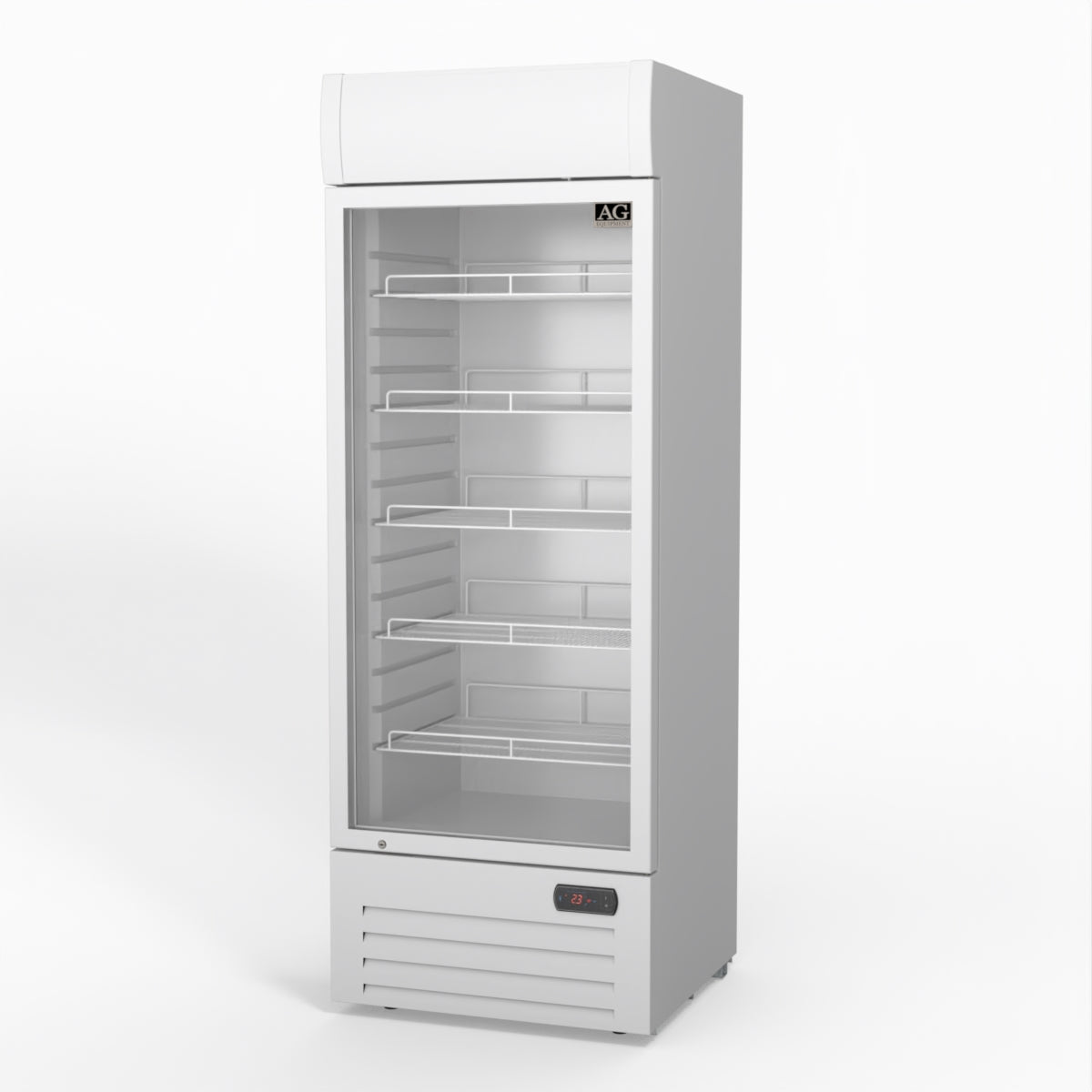 AG 515L Upright Glass Door Display/Drinks Fridge - White with Light Box