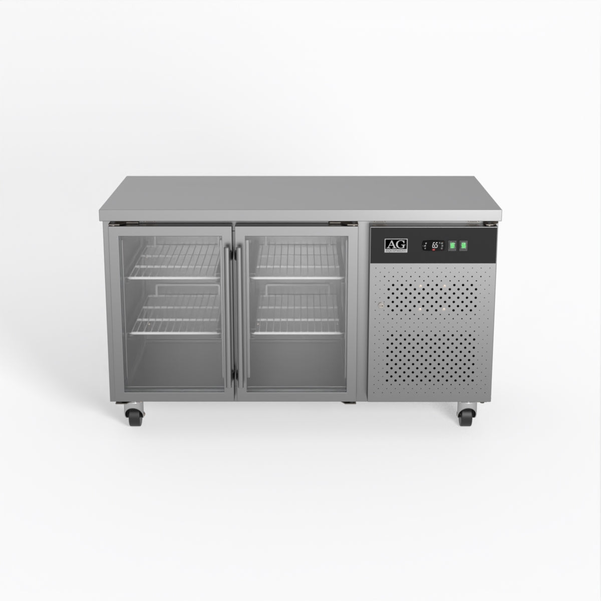 AG Commercial Two Glass Door Worktop / Under Bench Display Fridge 700mm Depth