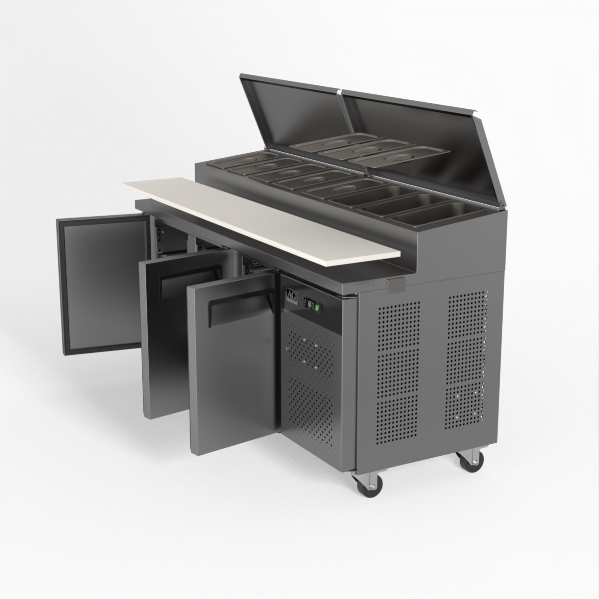AG 3 Door Saladette Fridge – Fits 8 x 1/3 GN Trays