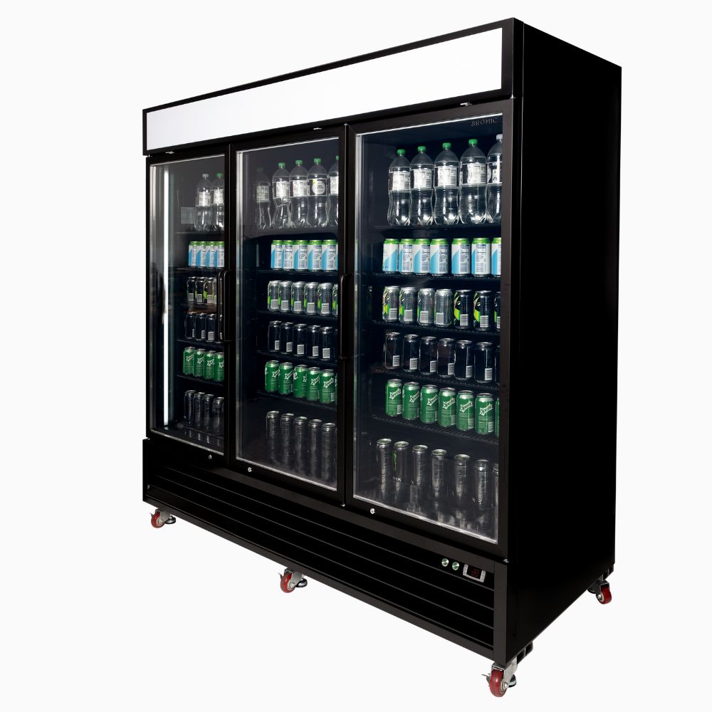Bromic UC1980GDL-NR Upright Display Fridge 1980L – 3 Door – Flat Glass – Lightbox (5 year warranty)