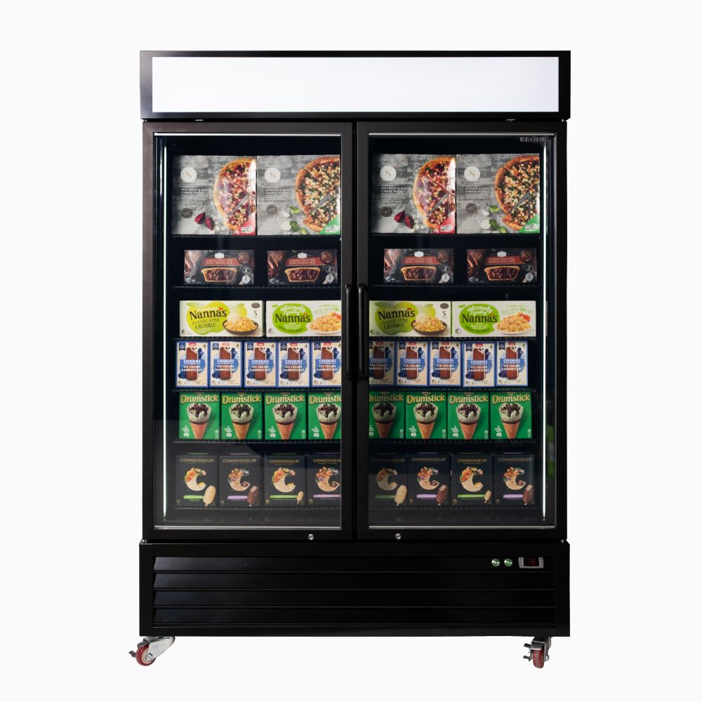Bromic UF1250GDL-NR Upright Display Freezer 1266L – 2 Door – Flat Glass – Lightbox (5 year warranty)