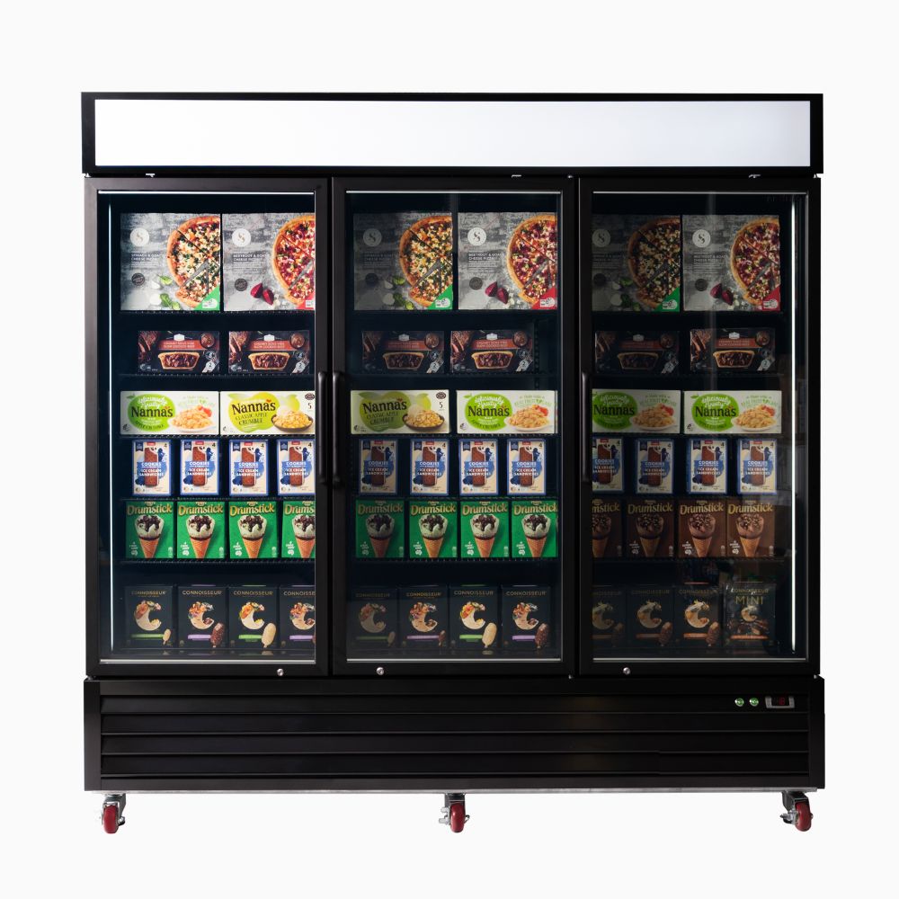 Bromic UF1980GDL-NR Upright Display Freezer 1980L – 3 Door – Flat Glass – (5 year warranty)