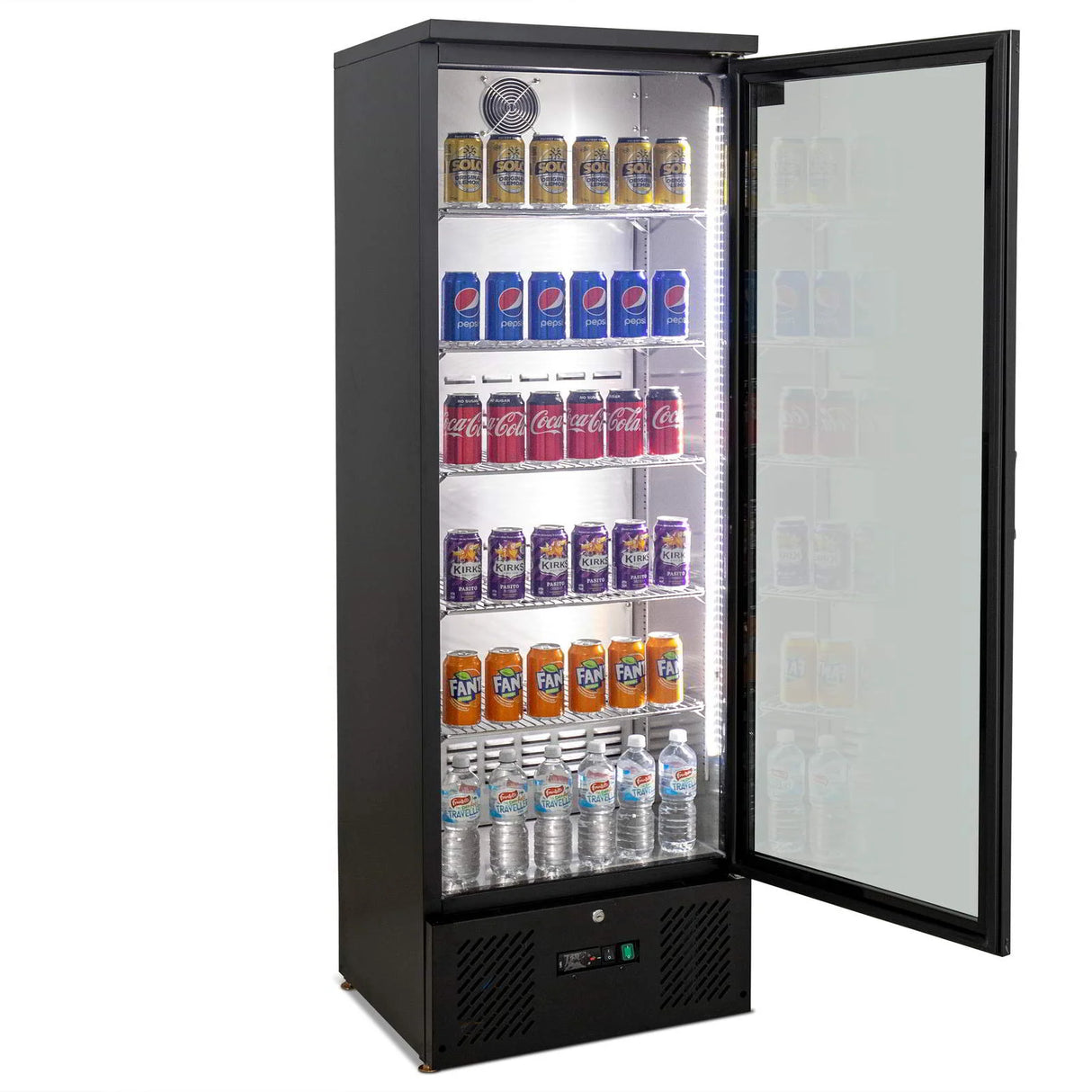 300L Upright Glass Door Display / Backbar Fridge - Black B300G