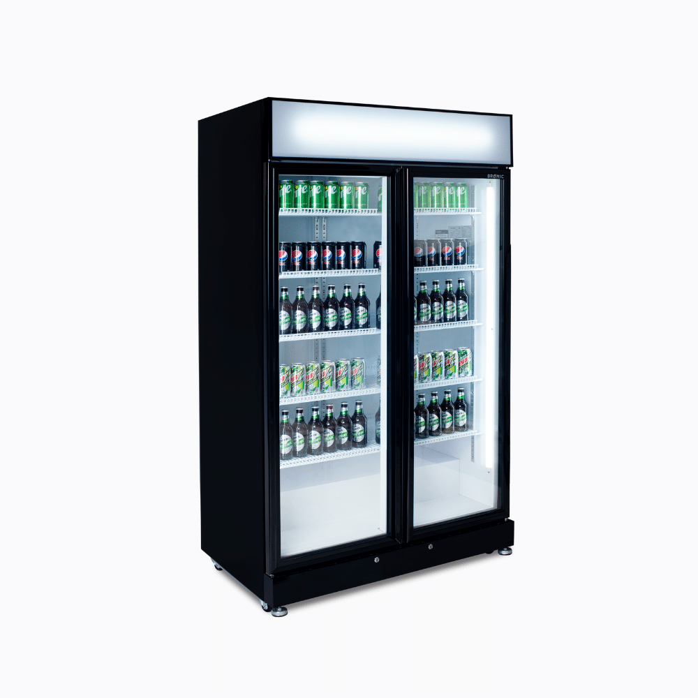Bromic Upright Display Fridge - 885L - 2 Doors - Flat Glass - Black (5 Years Warranty)
