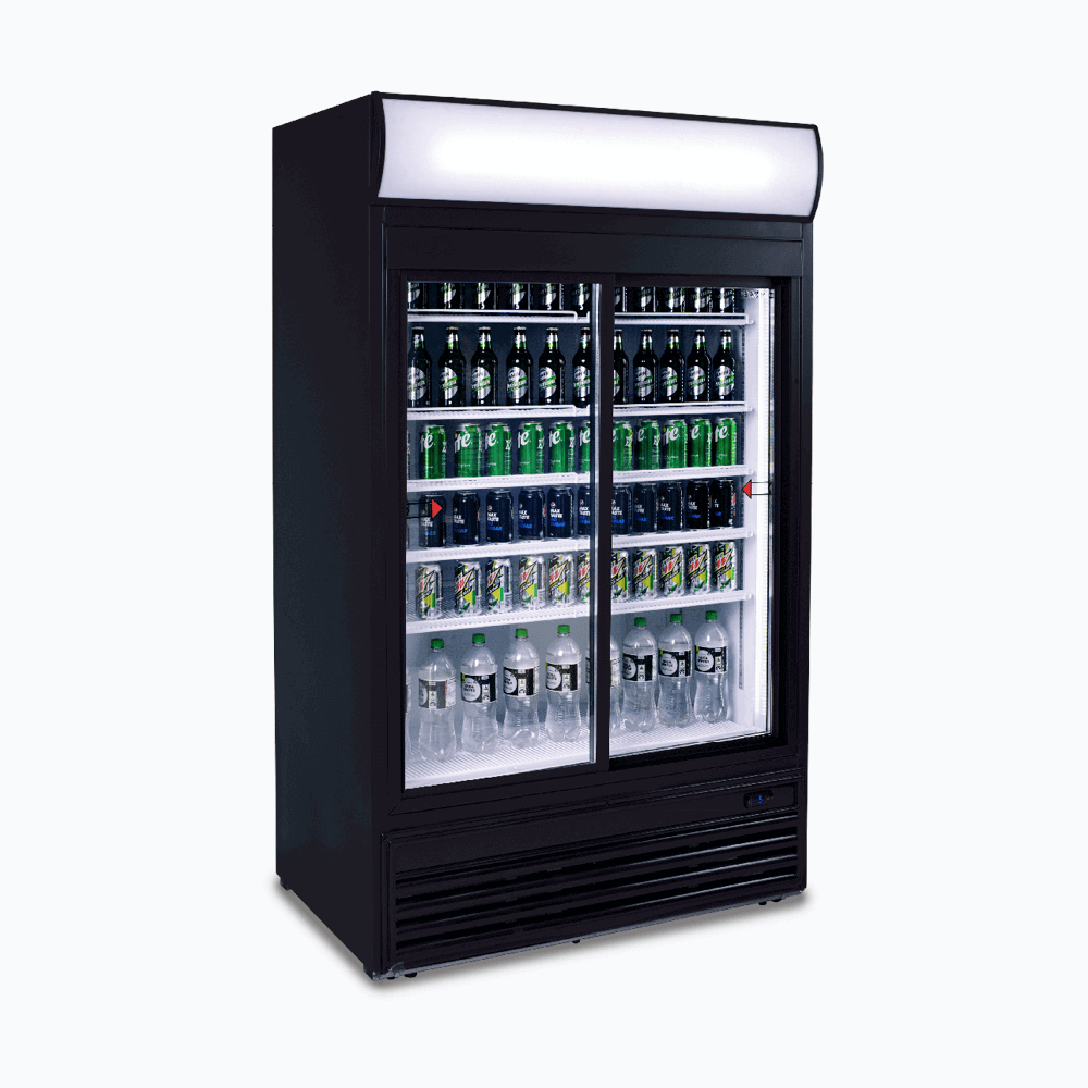 Bromic Upright Display Fridge - 945L - 2 Doors - Sliding - Flat Glass - Lightbox (5 Years Warranty)