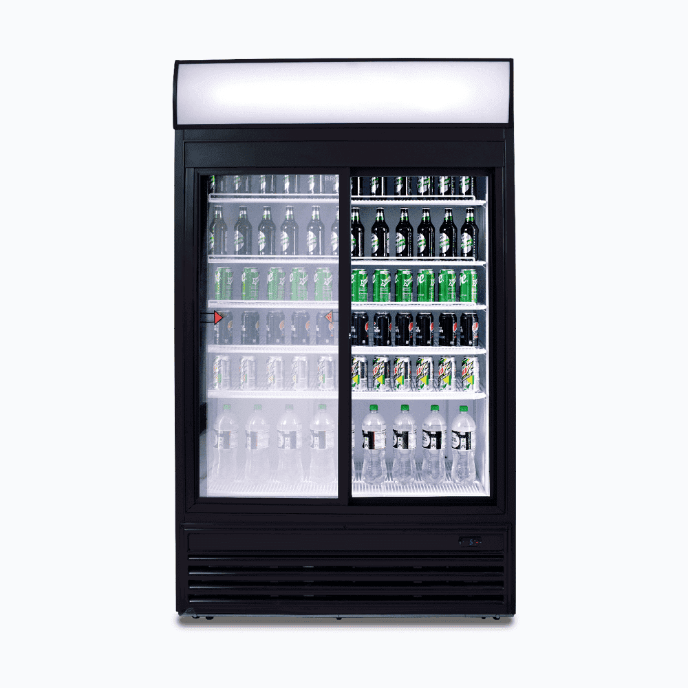 Bromic Upright Display Fridge - 945L - 2 Doors - Sliding - Flat Glass - Lightbox (5 Years Warranty)