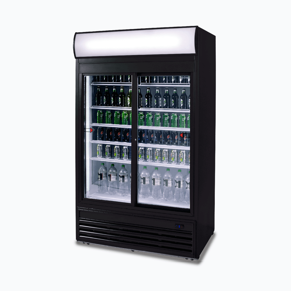 Bromic Upright Display Fridge - 945L - 2 Doors - Sliding - Flat Glass - Lightbox (5 Years Warranty)