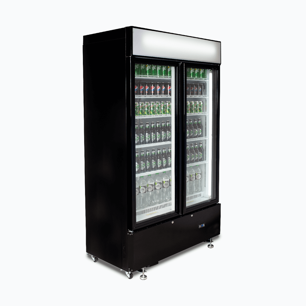 Bromic Upright Display Fridge - 960L - 2 Doors - Flat Glass - Cassette - Black (5 Years Warranty)