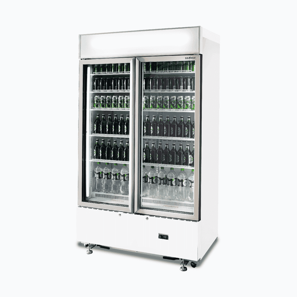 Bromic Upright Display Fridge - 960L - 2 Doors - Flat Glass - Cassette - White (5 Years Warranty)
