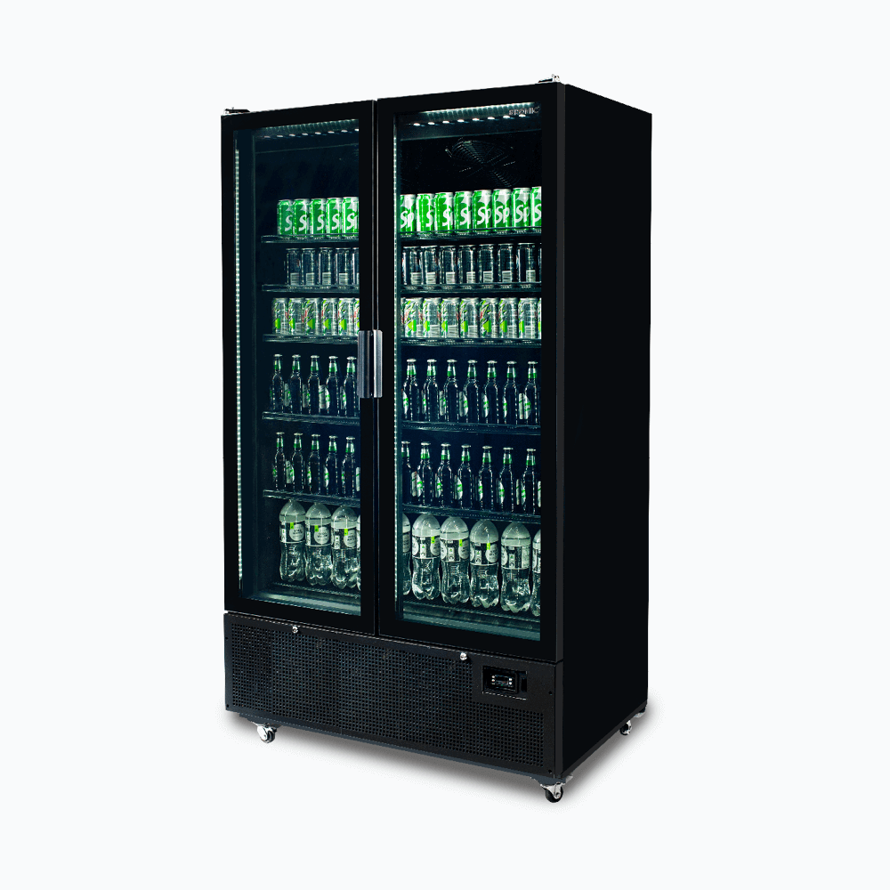 Bromic Upright Display Fridge - 1126L - 2 Door - Flat Glass - Black (5 Years Warranty)