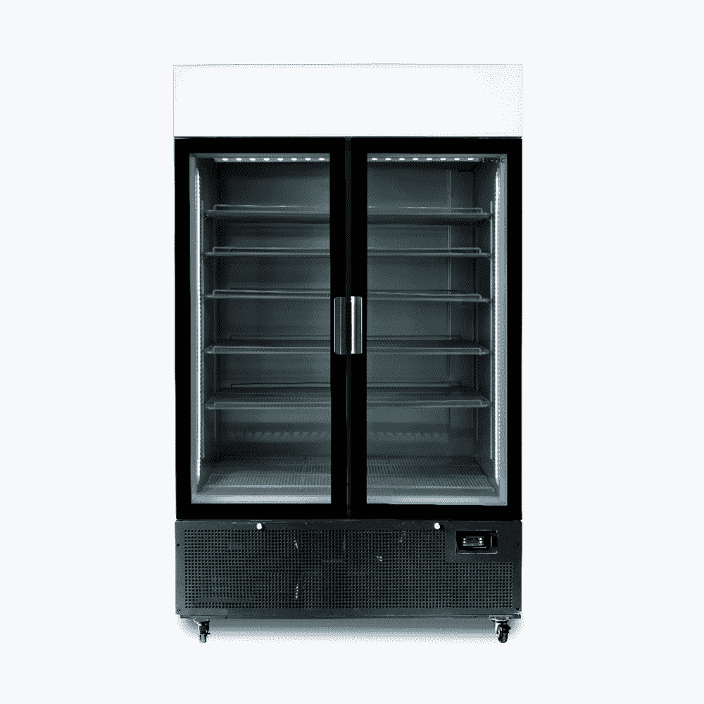 Bromic Upright Display Fridge - 1082L - 2 Door - Flat Glass - Lightbox - Black (5 Years Warranty)