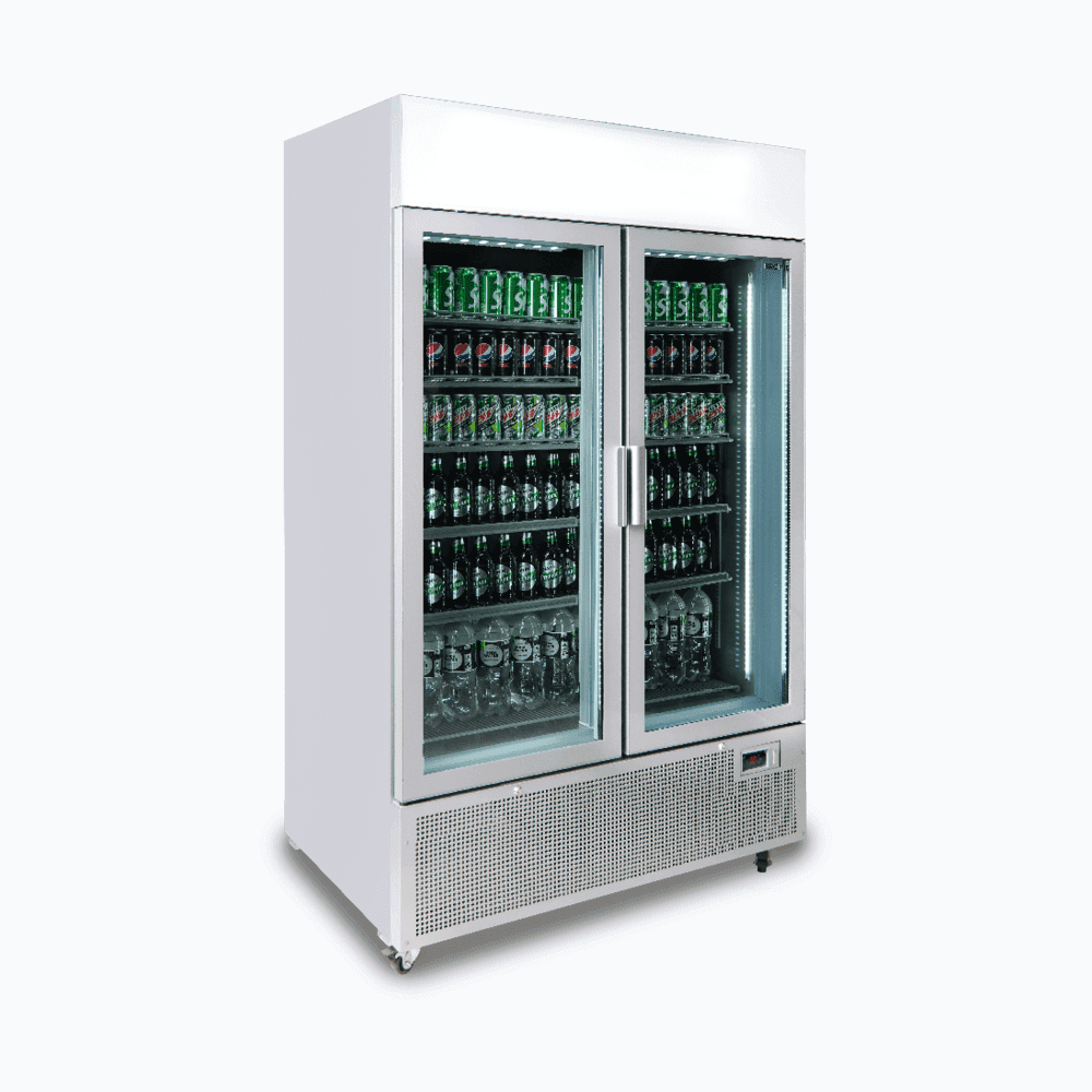 Bromic Upright Display Fridge - 1082L - 2 Door - Flat Glass - Lightbox - Silver (5 Years Warranty)