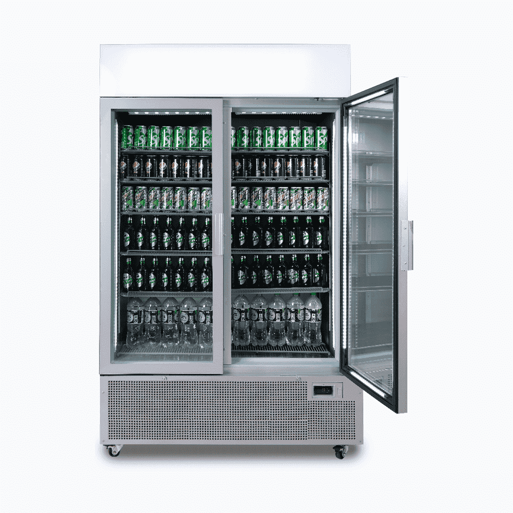 Bromic Upright Display Fridge - 1082L - 2 Door - Flat Glass - Lightbox - Silver (5 Years Warranty)