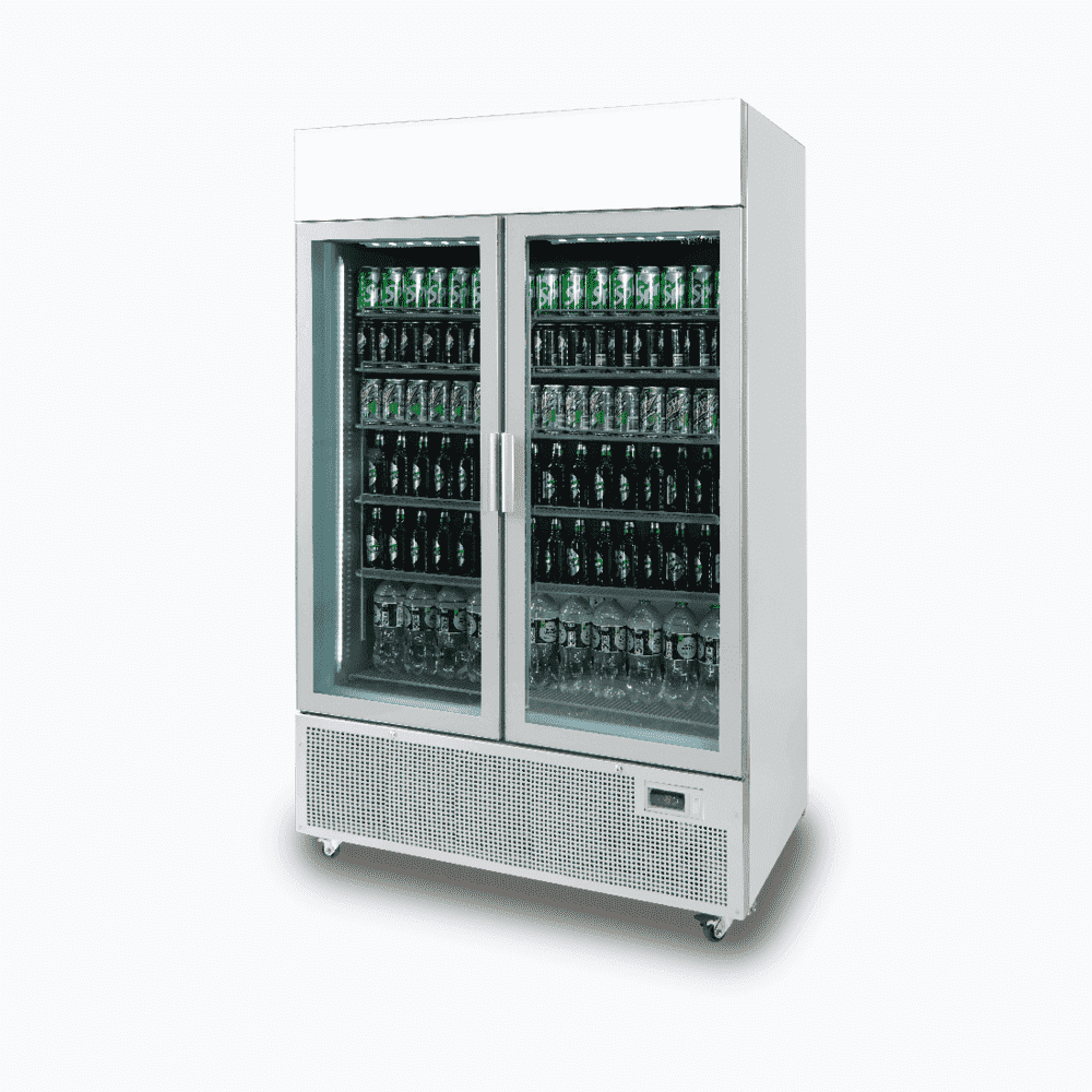 Bromic Upright Display Fridge - 1082L - 2 Door - Flat Glass - Lightbox - Silver (5 Years Warranty)