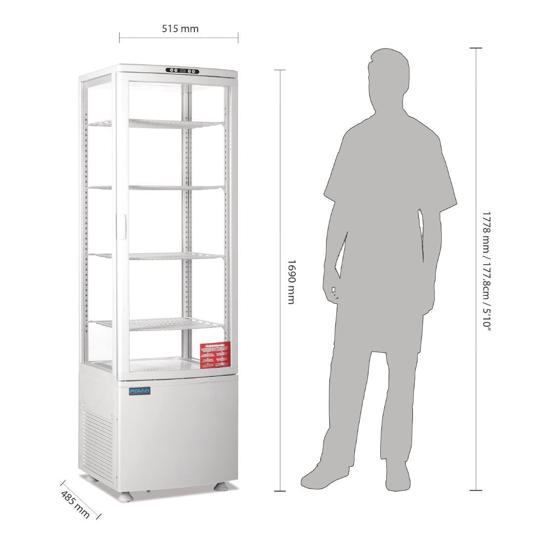 Polar C-Series Curved Door Display Fridge White - 235Ltr