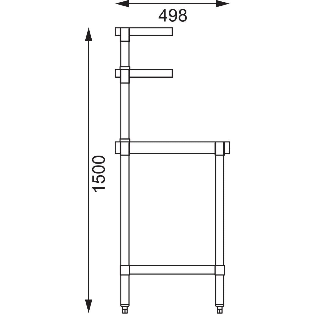 Vogue Table with Gantry Shelf St/St - 1500x 1200x600mm