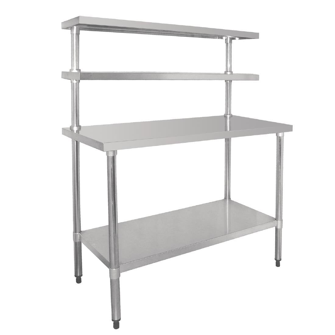 Vogue Table with Gantry Shelf St/St - 1500x1800x600mm