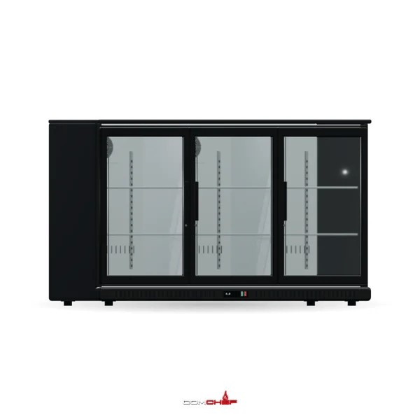 ComChef 360° rendered view of Thermaster LG-330SC sliding door bar cooler with rounded, softened edges