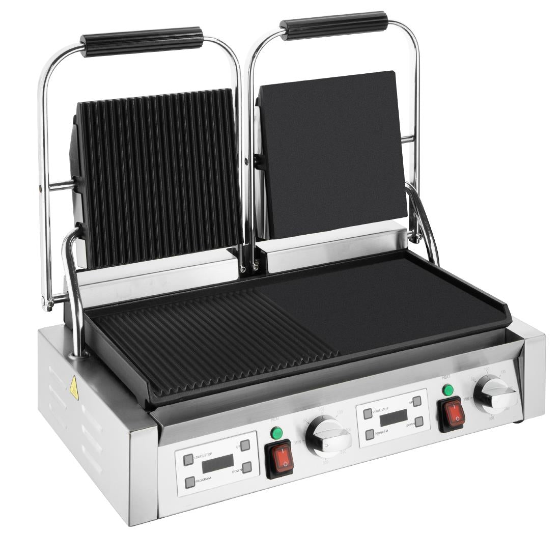 Apuro Double Contact Grill Flat Left/Ribbed Right Plate