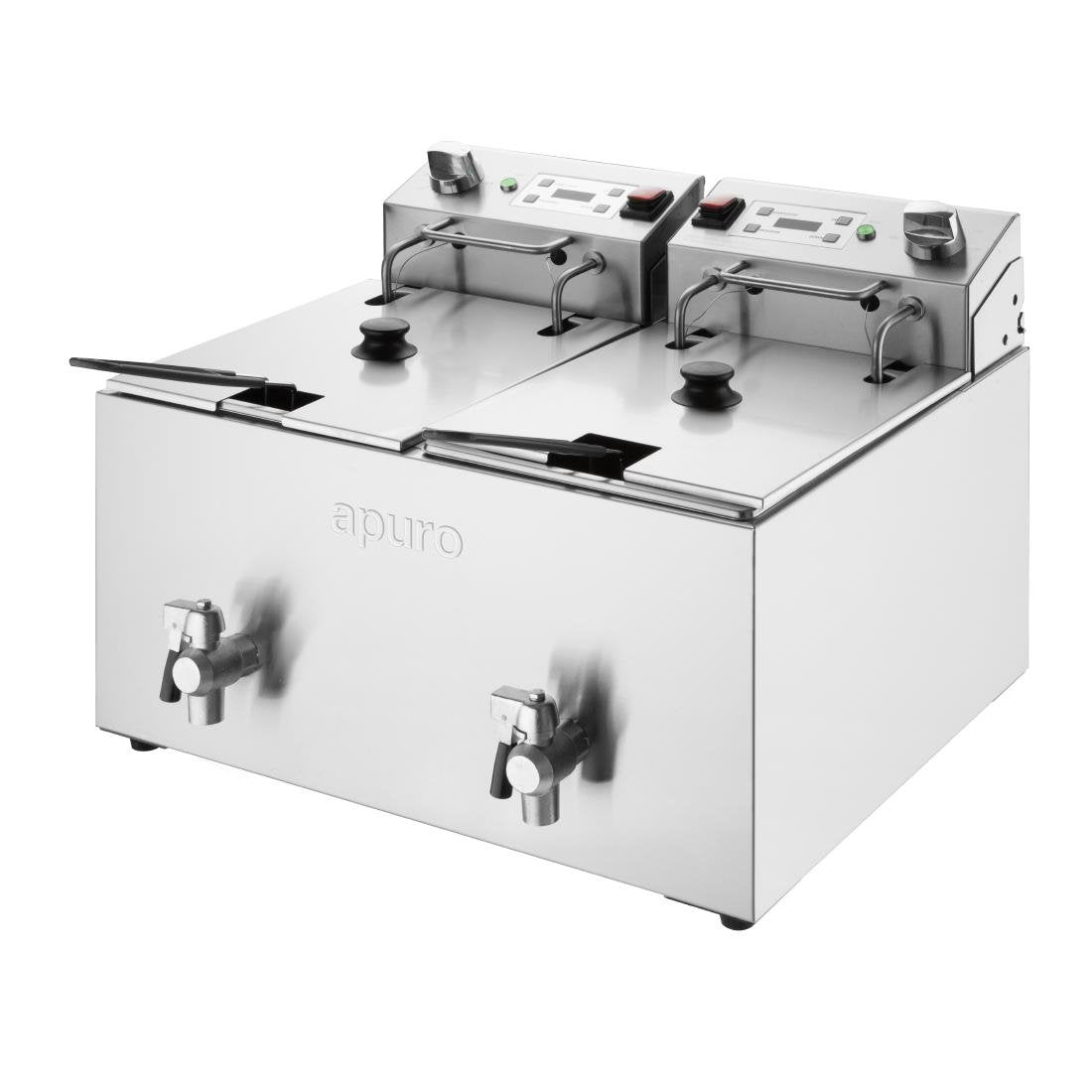 Apuro Double Electric Fryer with Timer - 2x8Ltr - 2x2.9kW