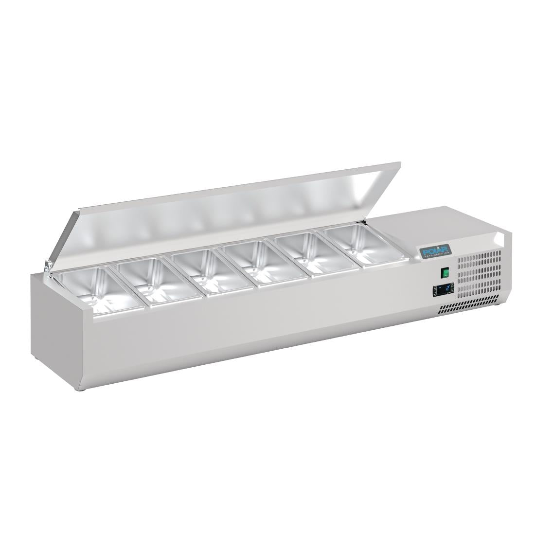 Polar G-Series Countertop Prep Fridge with Lid 6x 1/4GN with Hard Stainless Lid