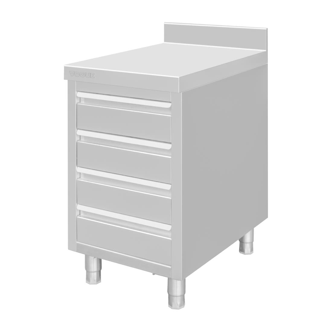 Vogue St/St 4 Drawer Workstation with 100mm Upstand - 900x700x500mm