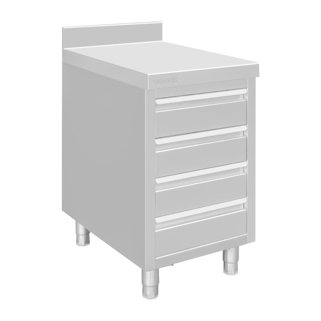 Vogue St/St 4 Drawer Workstation with 100mm Upstand - 900x700x500mm