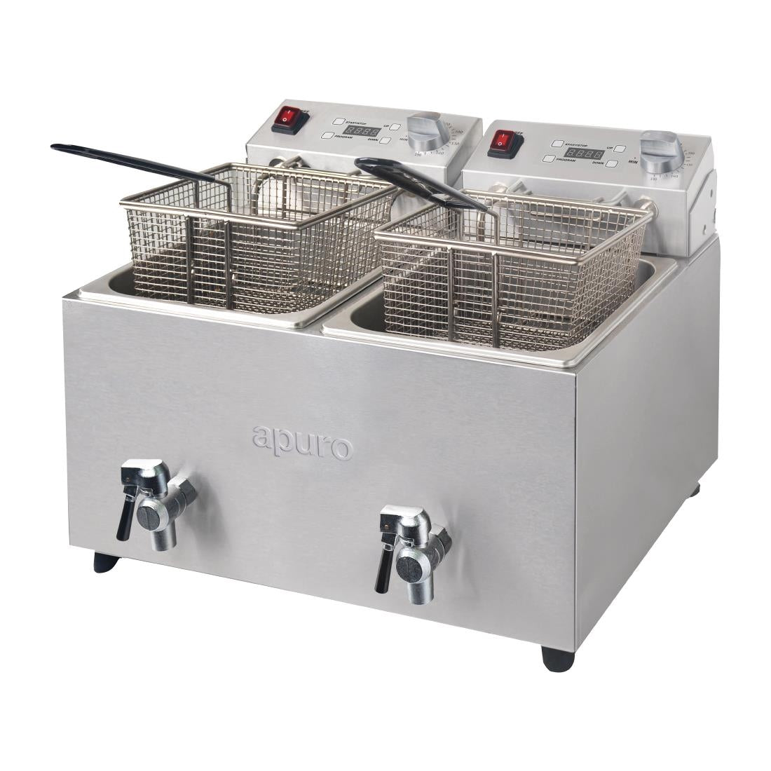 Apuro Double Fryer with Timer - 2x8Ltr - 2.9kW