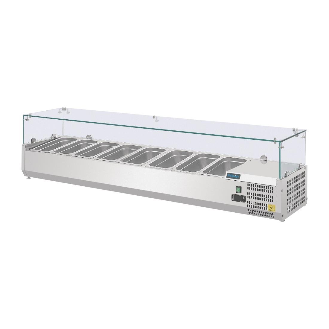 Polar G-Series Countertop Prep Fridge 8x 1/4GN with Glass Sneeze guard