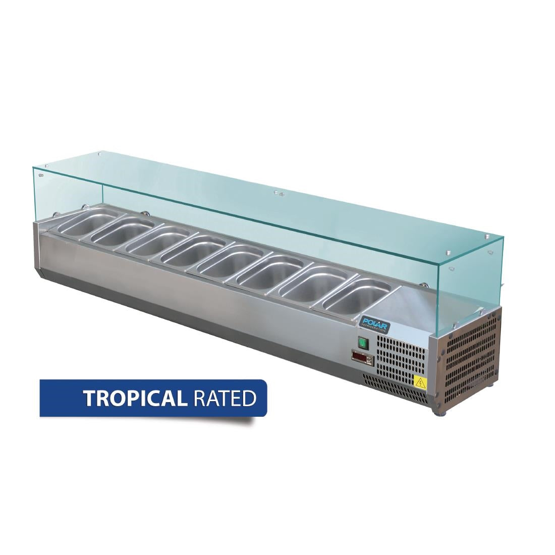 Polar G-Series Countertop Prep Fridge 8x 1/3GN with Glass Sneeze guard