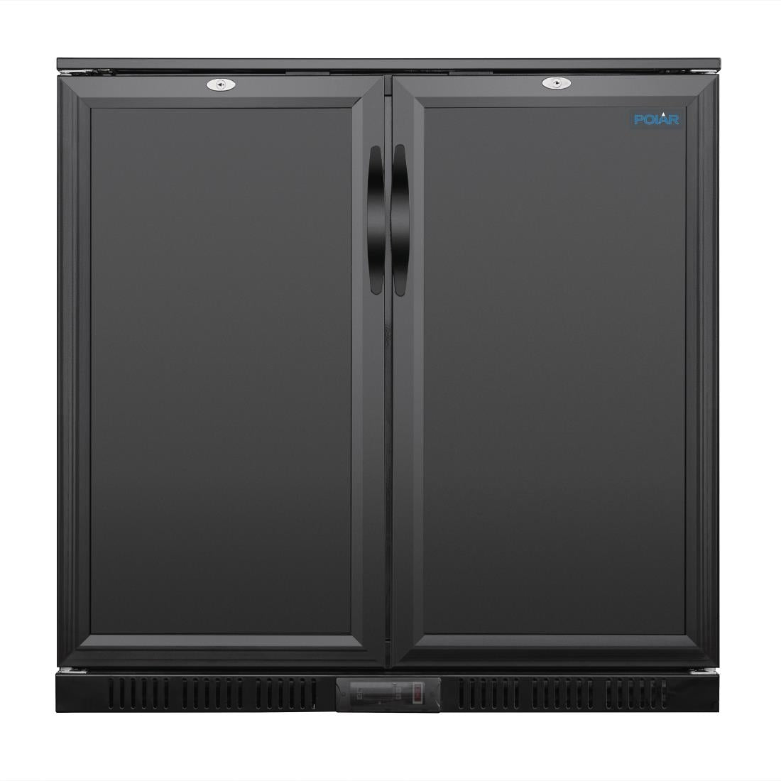 Polar G-Series Back Bar Cooler with Double Solid Hinged Doors Black - 850mm