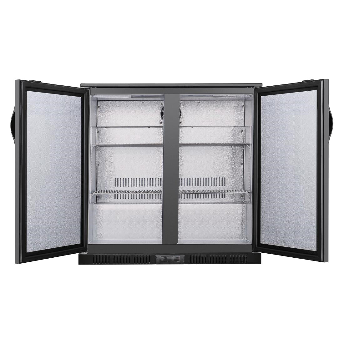 Polar G-Series Back Bar Cooler with Double Solid Hinged Doors Black - 850mm