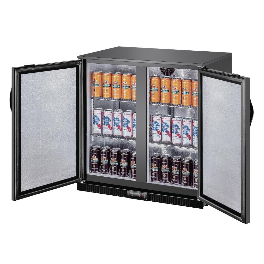 Polar G-Series Back Bar Cooler with Double Solid Hinged Doors Black - 850mm