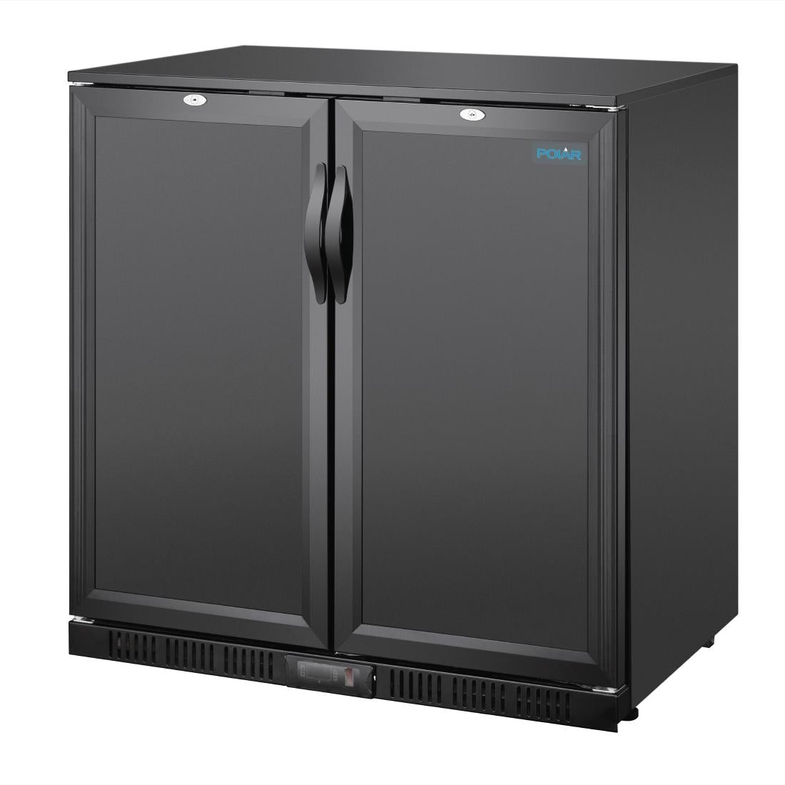 Polar G-Series Back Bar Cooler with Double Solid Hinged Doors Black - 850mm