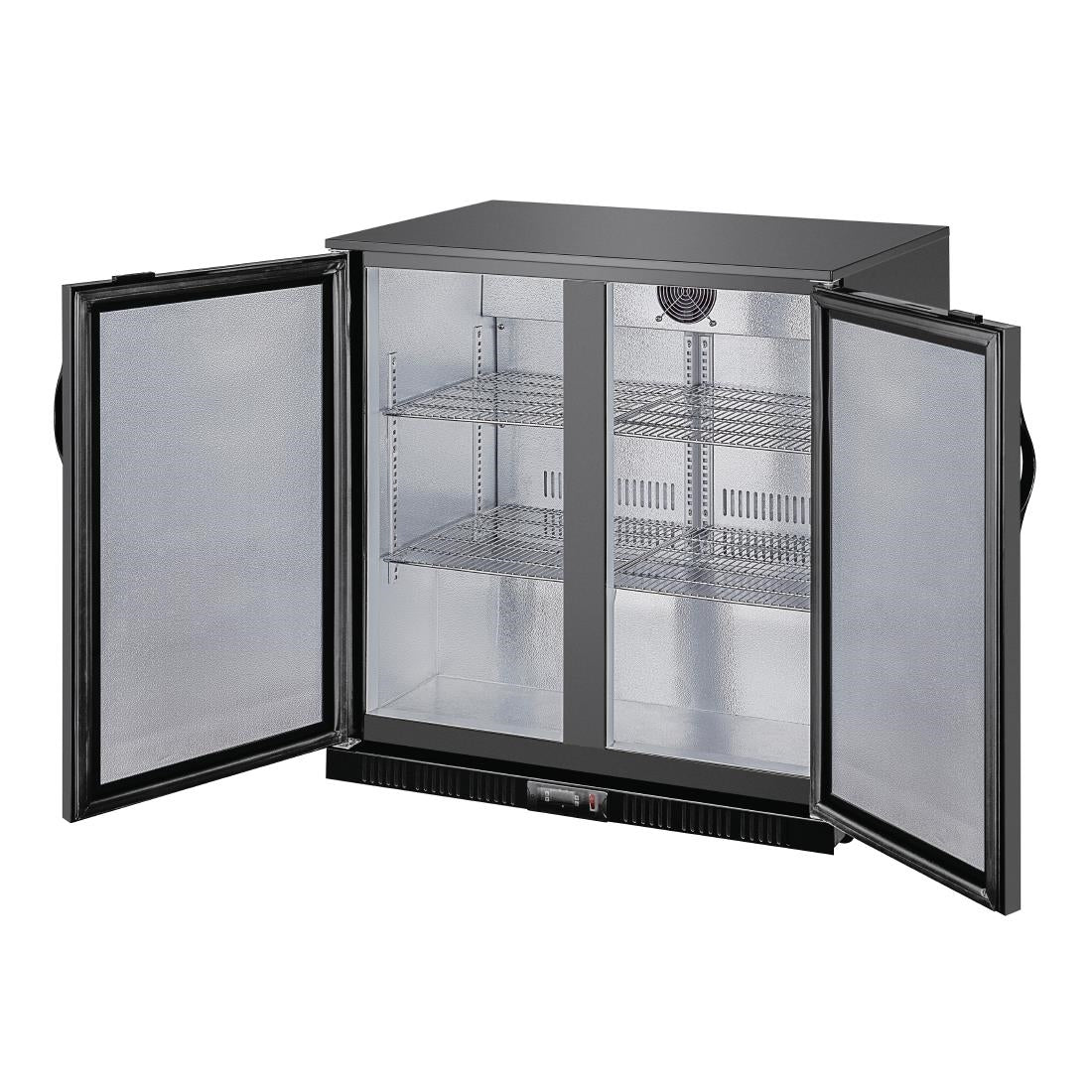 Polar G-Series Back Bar Cooler with Double Solid Hinged Doors Black - 850mm