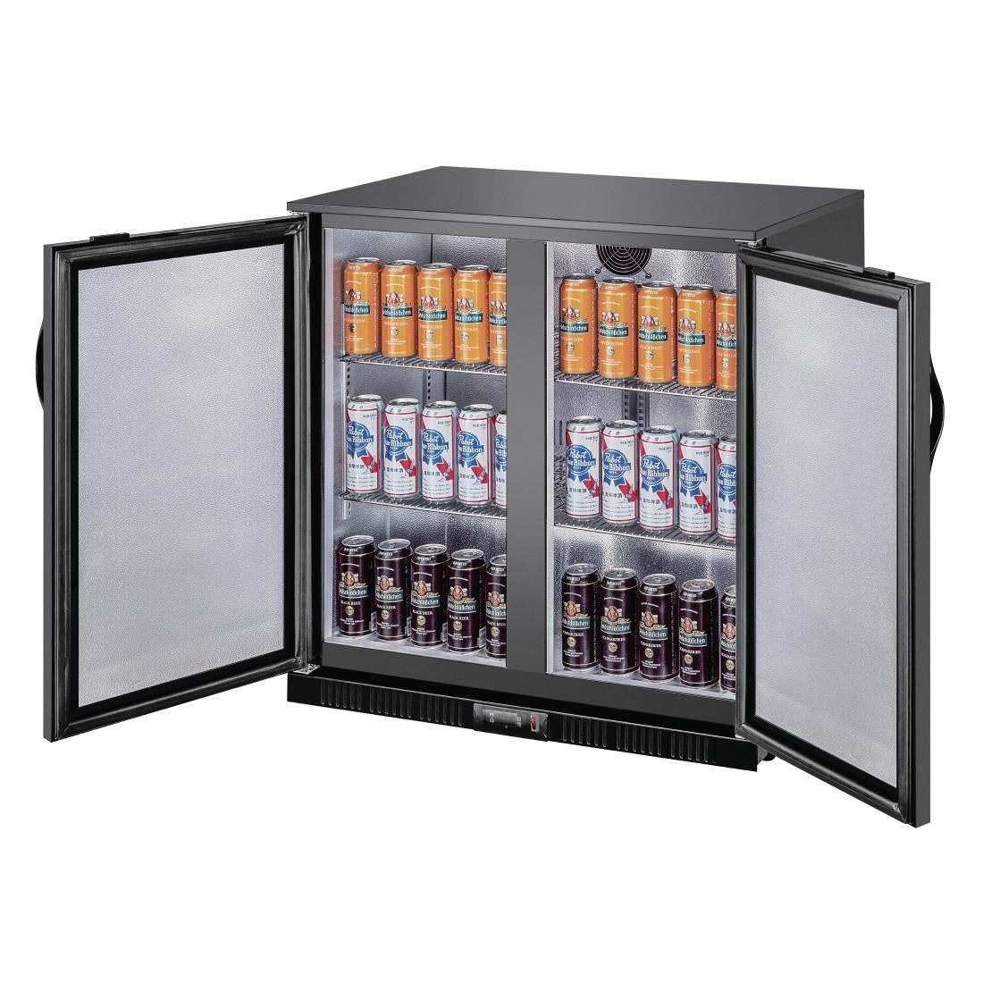 Polar G-Series Back Bar Cooler with Double Solid Hinged Doors Black - 850mm