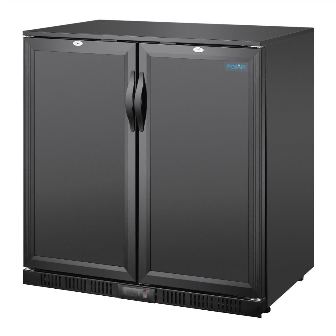 Polar G-Series Back Bar Cooler with Double Solid Hinged Doors Black - 850mm