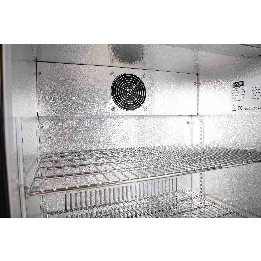 Polar G-Series Back Bar Cooler with Single Solid Hinged Door Black - 900mm