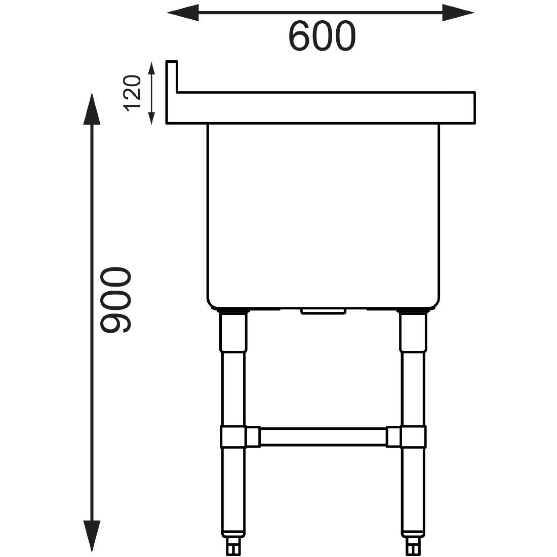 Vogue St/St Deep Pot Sink - 770mm (w) x 600mm (d) (90mm Drain)