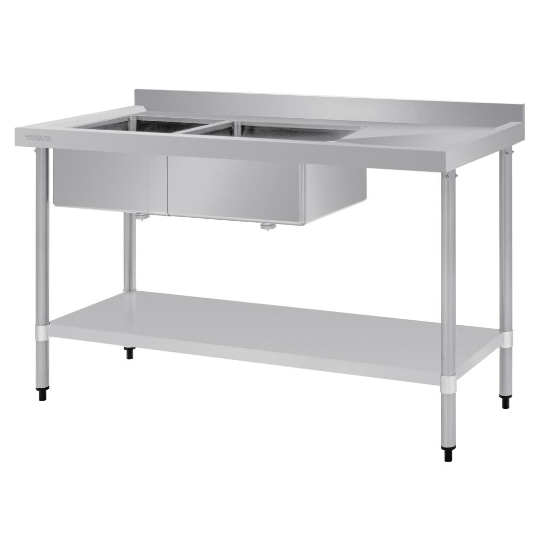 Vogue Double Bowl Sink R/H Drainer - 1500mm x 700mm (90mm Drain)
