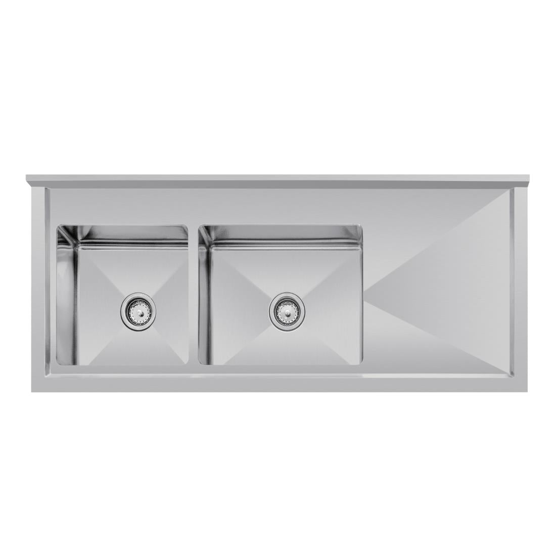 Vogue Double Bowl Sink R/H Drainer - 1500mm x 700mm (90mm Drain)