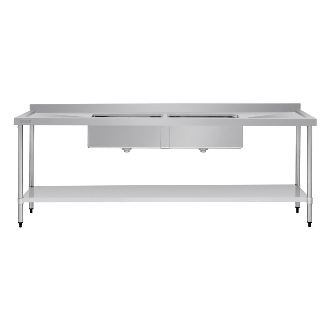 Vogue Double Bowl Sink Double Drainer - 2400mm x 700mm (90mm Drain)