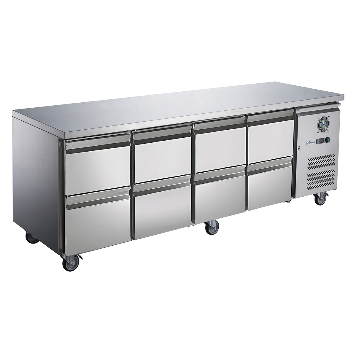 FED-X XUB7C22S4D stainless steel eight-drawer workbench fridge 553L