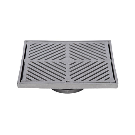 225mm Square Floor Waste 304 Grade S/S (suits 100mm pipe) (Heel Proof)