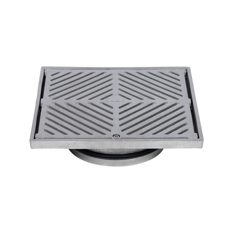 225mm Square Floor Waste 304 Grade S/S (suits 150mm pipe) (Heel Proof)