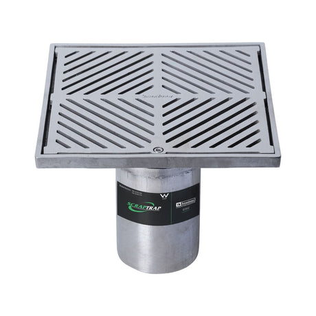 225mm Square Floor Waste Arrestor 304 Grade S/S (suits 100mm pipe) (Heel Proof)