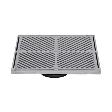 300mm Square Floor Waste - 316 Grade S/S (suits 100mm pipe) (Heel Proof)